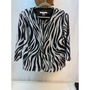 Womans Zebra Print Sequin 3/4  Jacket Size 20-Peter Nygard